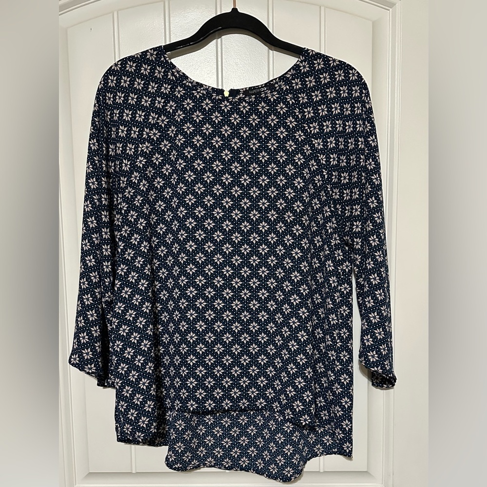 Papermoon teal blue print blouse